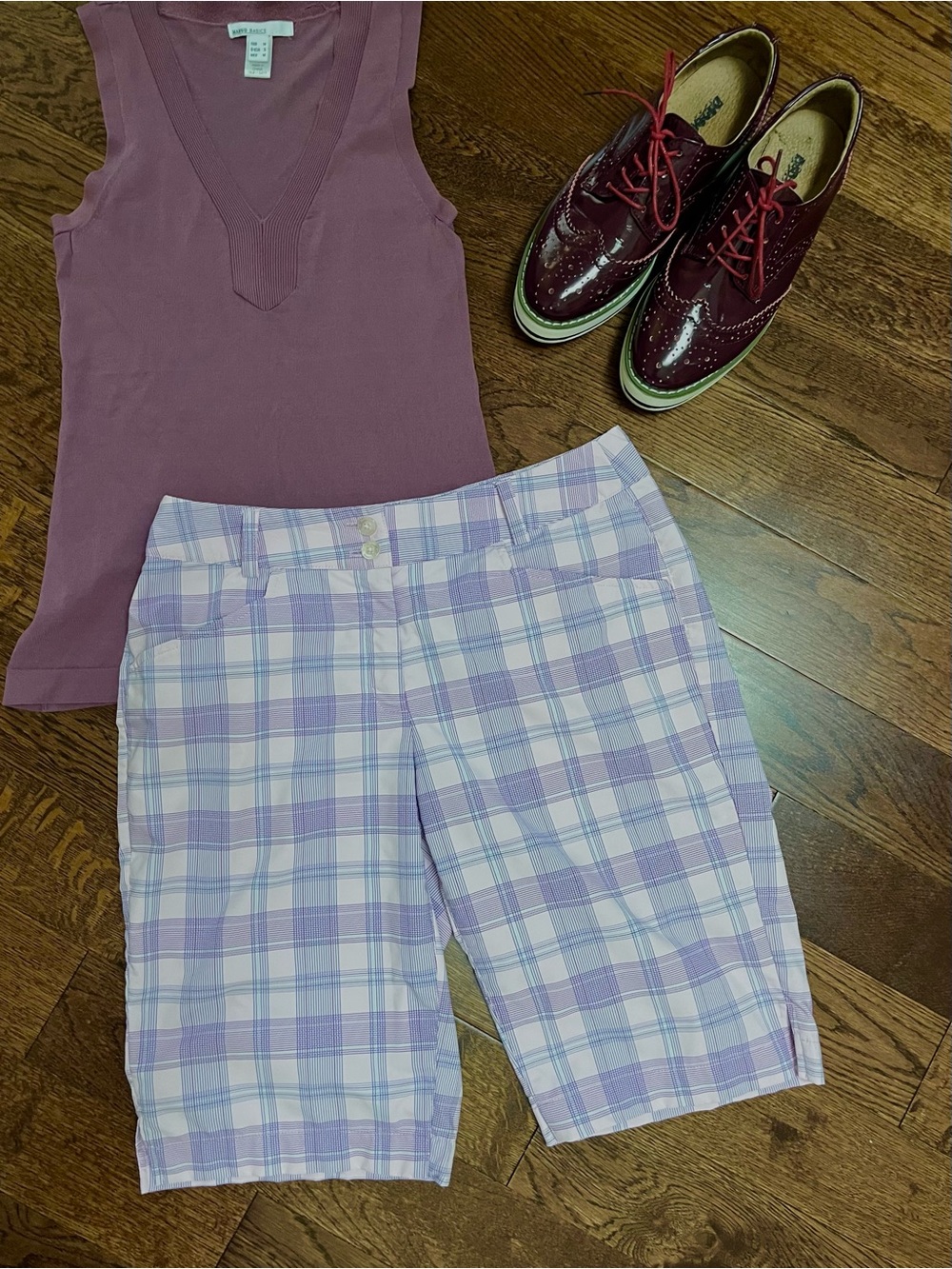 Callaway Golf Lavender Plaid Bermuda Shorts- Size 4